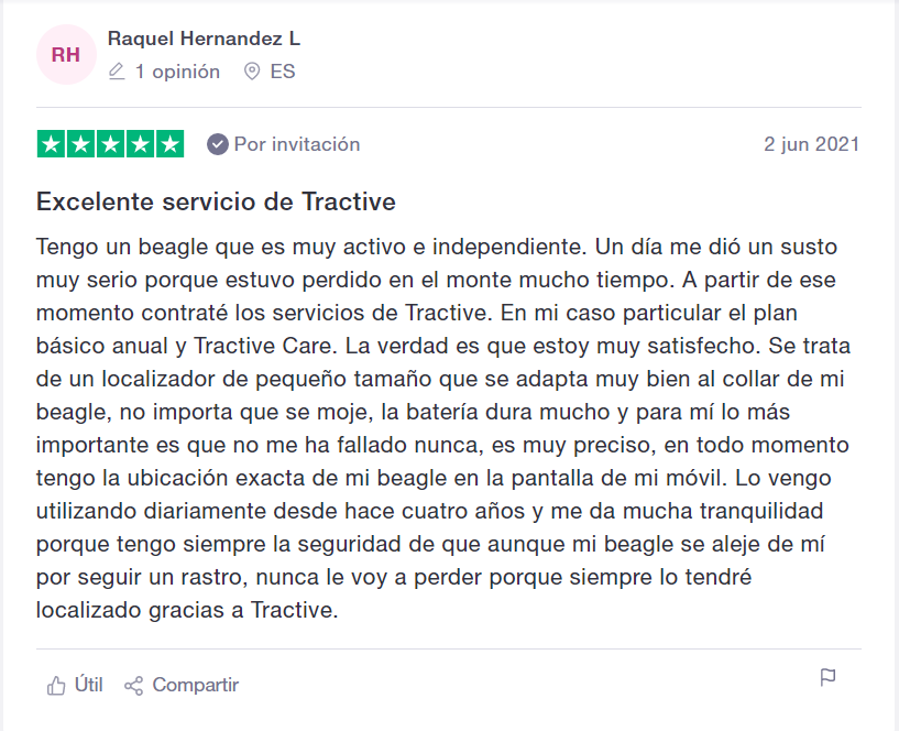 Reseña de un dueño de un beagle explicando por qué utiliza el localizador GPS de Tractive