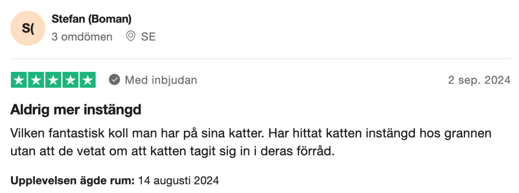 Trustpilot-omdöme om Tractive