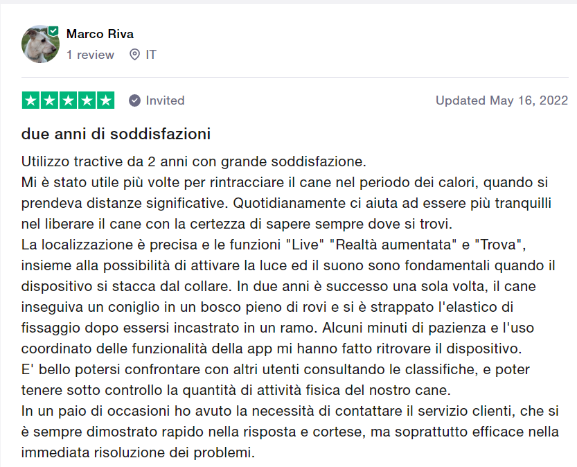 Recensione su Trustpilot