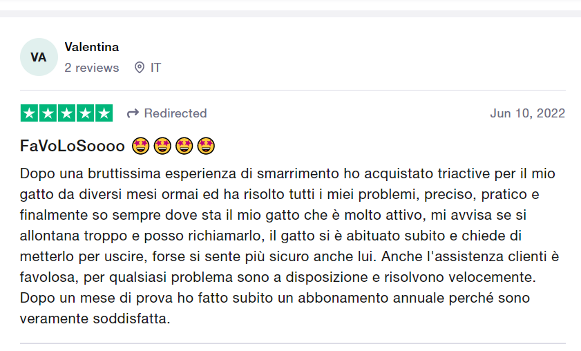 Recensione su Trustpilot