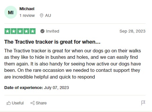 Tractive Trustpilot review