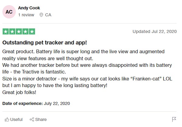 Tractive Trustpilot review