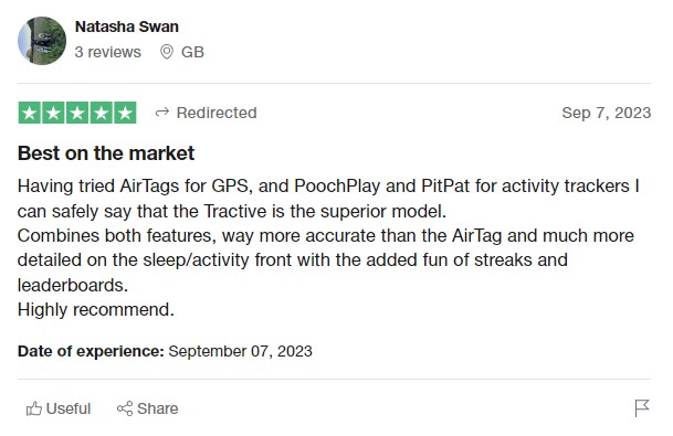 Tractive Trustpilot review