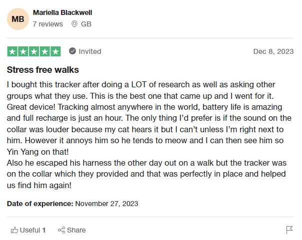 Tractive Trustpilot review