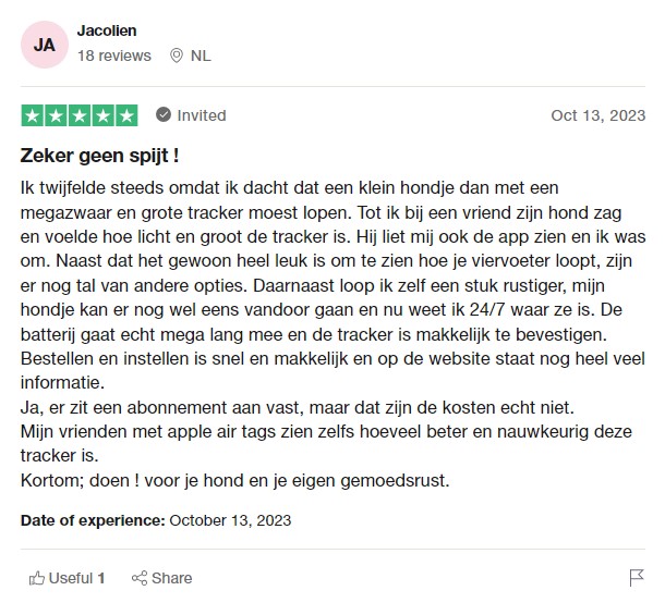 Tractive Trustpilot-recensie