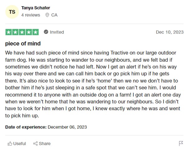 Tractive Trustpilot review