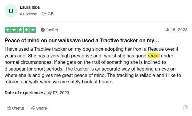 Tractive Trustpilot review