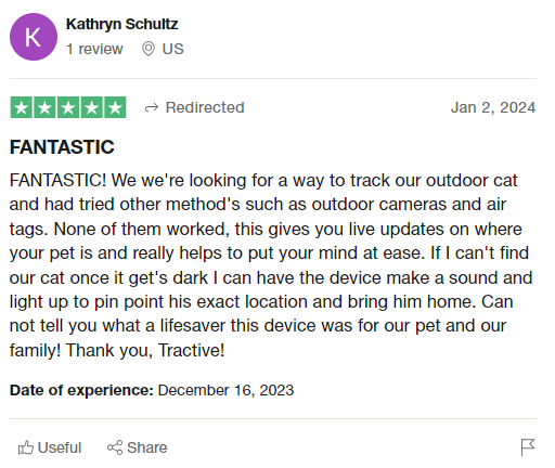 Tractive Trustpilot review