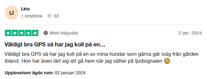 Omdöme om Tractive på Trustpilot