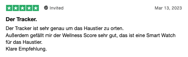 Screenshot einer Trustpilot-Bewertung von Tractive