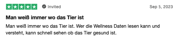 Screenshot einer Trustpilot-Bewertung von Tractive