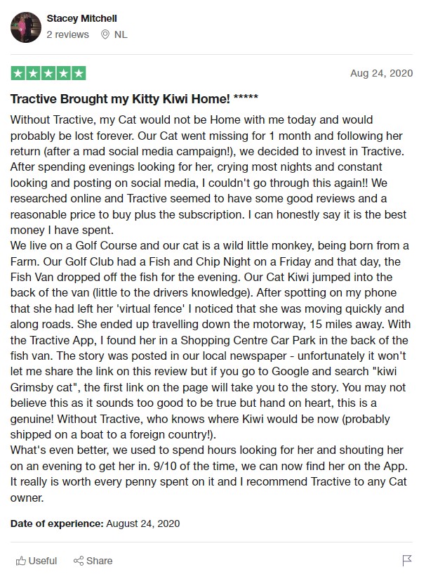 Tractive Trustpilot review