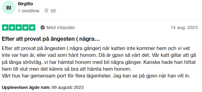 Trustpilot-omdöme om Tractive