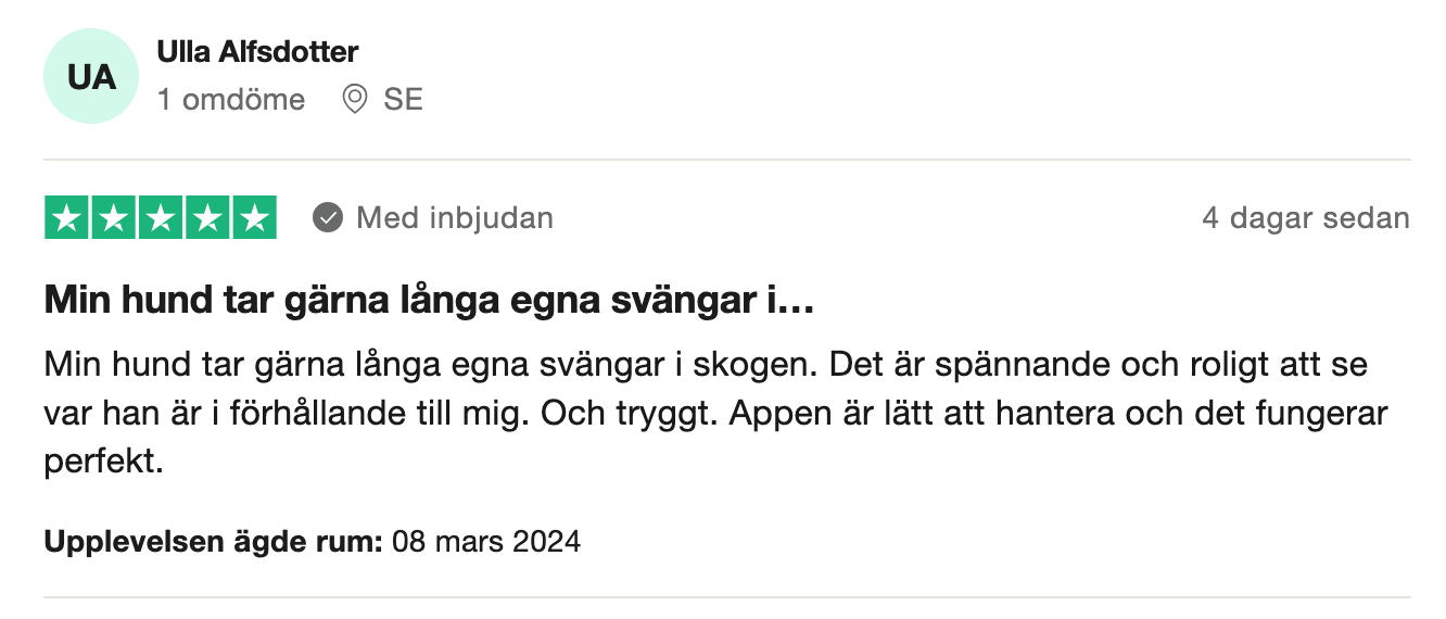 Trustpilot-omdöme om Tractive