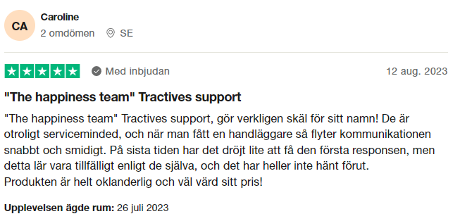 Trustpilot-omdöme om Tractive