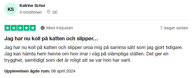 Trustpilot-omdöme om Tractive