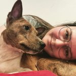 Lisa van Roon and Charlie the Basenji