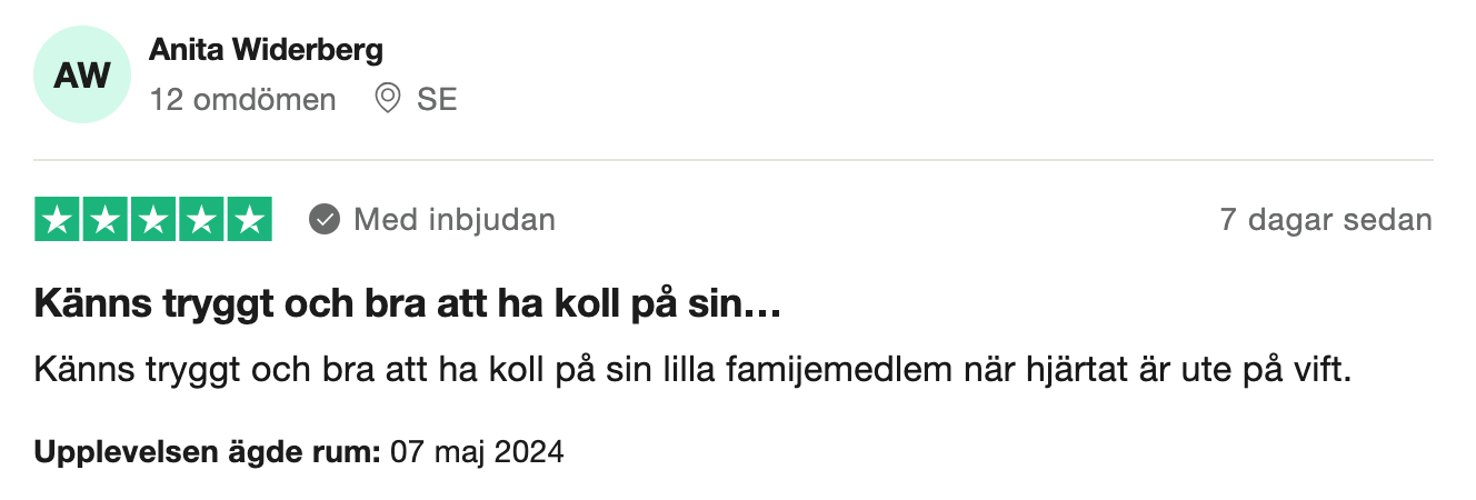 Trustpilot-omdöme om Tractive