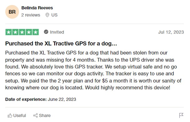 Tractive Trustpilot review