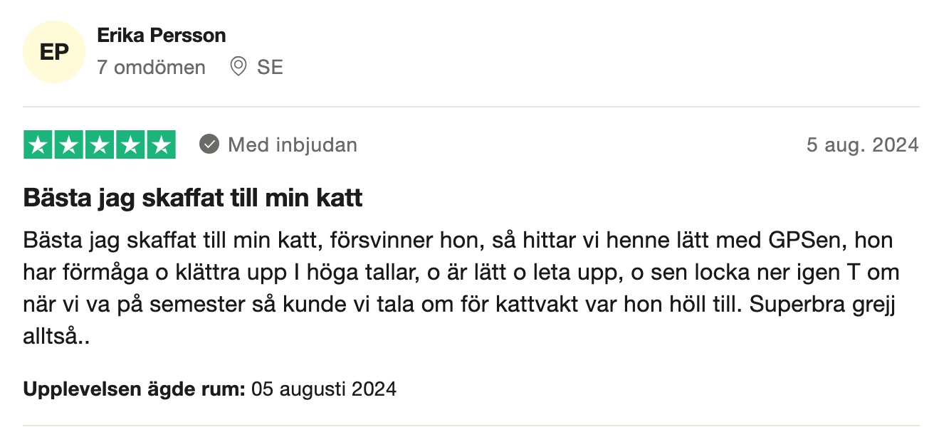 Trustpilot-omdöme om Tractive